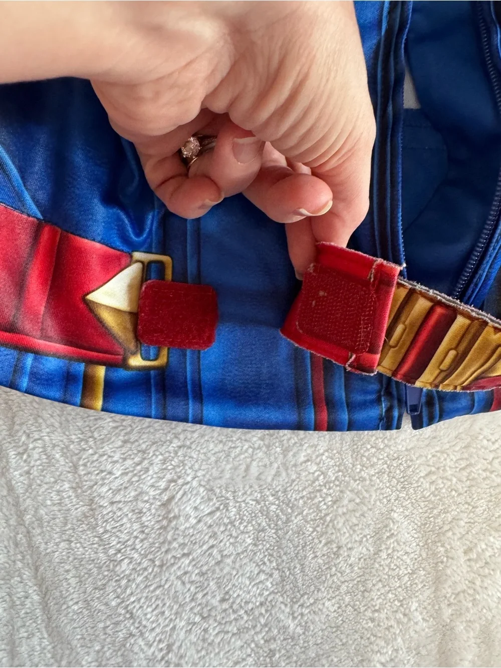 Disney Red and Blue Captain America costume Zip-Up Jacket with Gold Accent - Picture 9 of 13